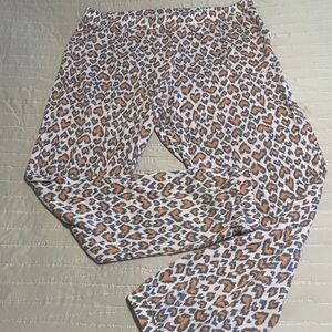 Lands' End Leopard Heart Print Pants - Orange and Pink